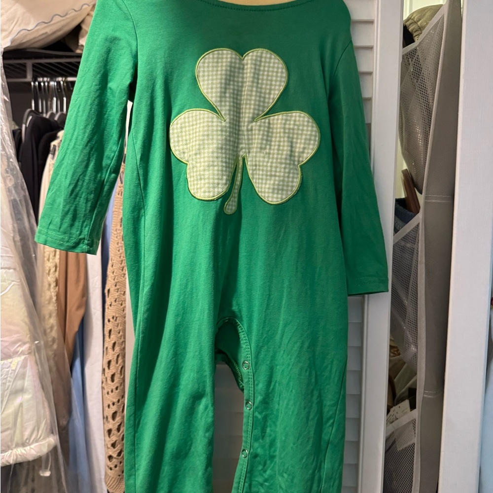 Marie Nicole Shamrock Romper 18-24 Months St Patrick’s Day Green Gingham